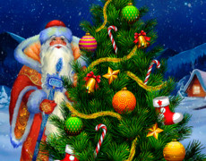 Новогодние картинки Дед Мороз и ёлка