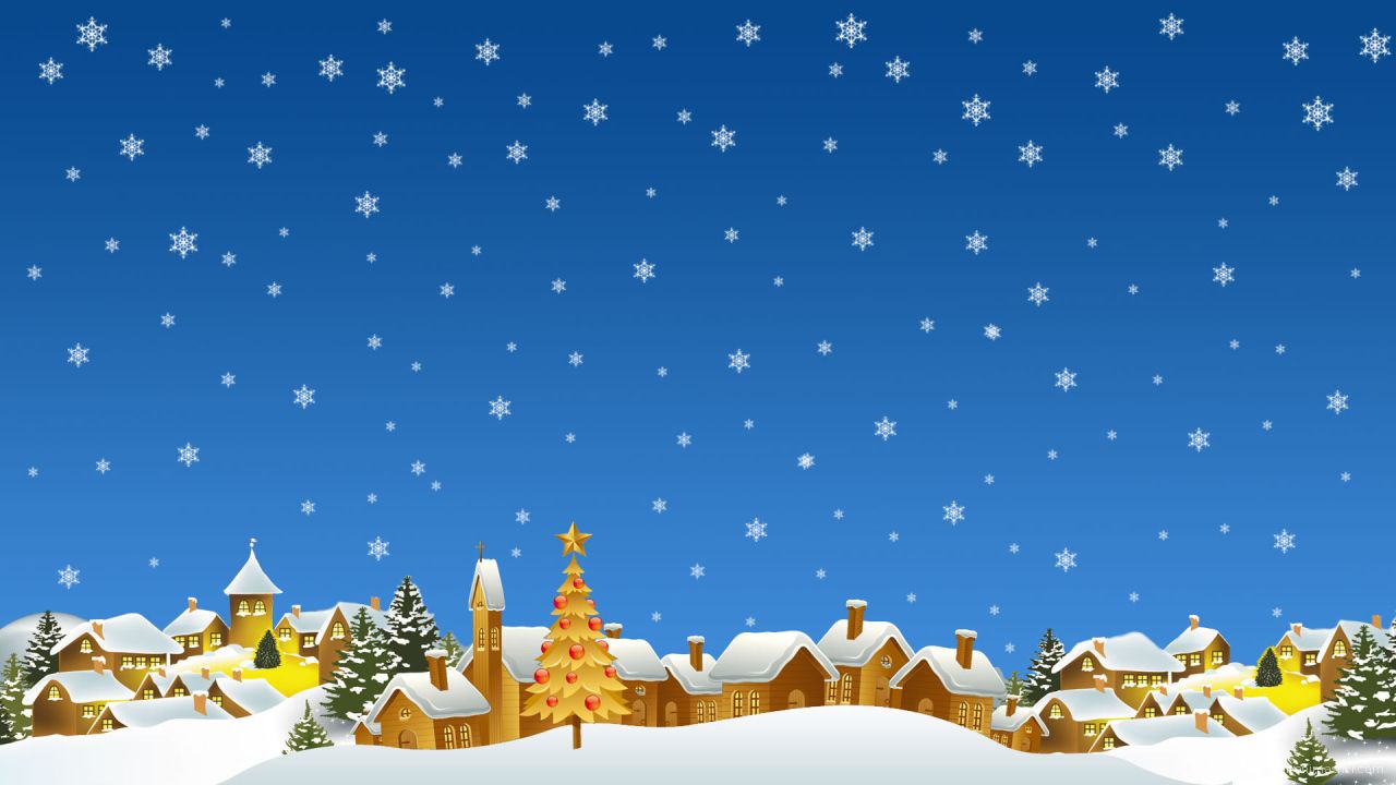 Снежная зима на Рождество - C Рождеством Христовым поздравительные картинки