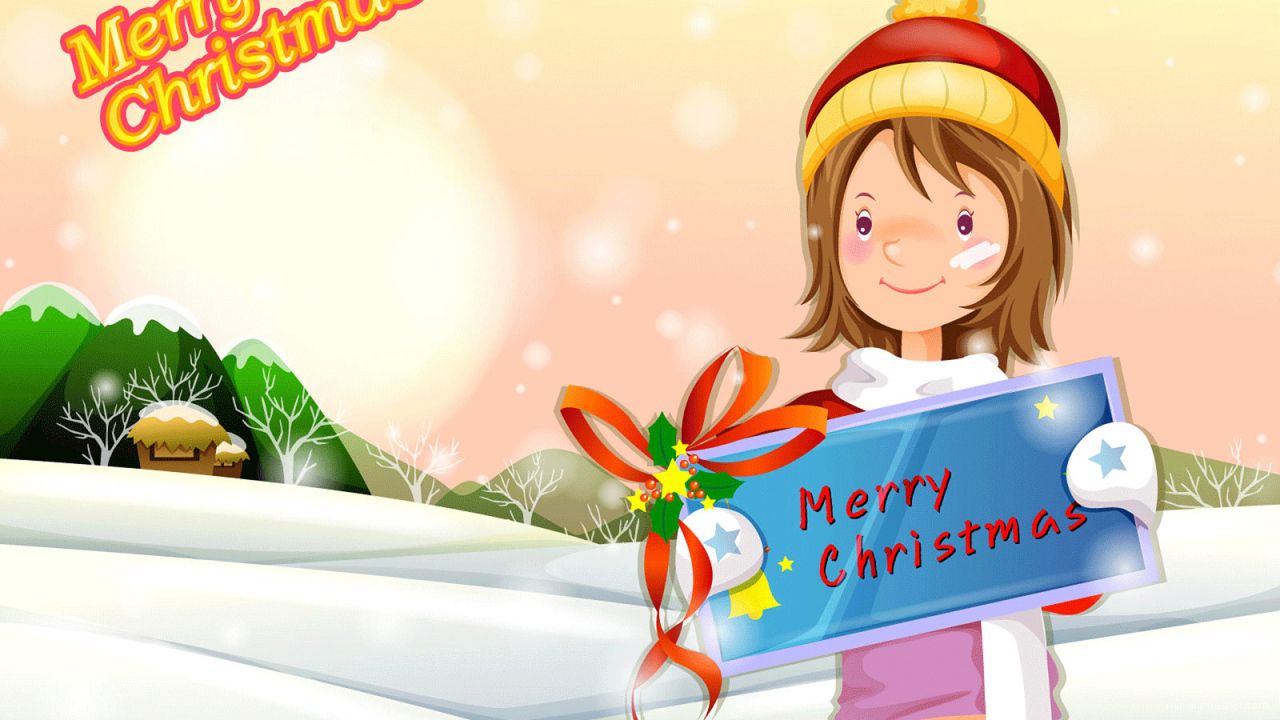 Девочка с пожеланием на рождество - C Рождеством Христовым поздравительные картинки