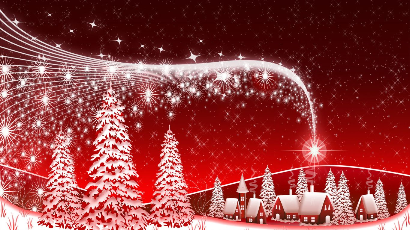 Звезда в небе на красном фоне на рождество - C Рождеством Христовым поздравительные картинки
