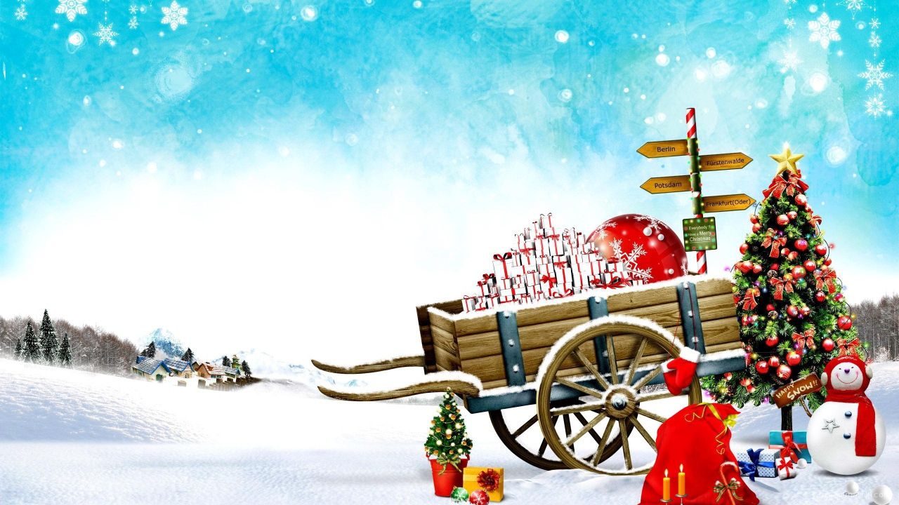 Сани Санта Клауса на Рождество - C Рождеством Христовым поздравительные картинки