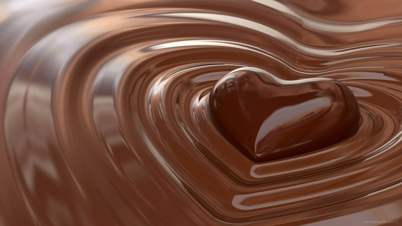 Шоколадное сердце на День Влюбленных 14 февраля - С днем Святого Валентина поздравительные картинки