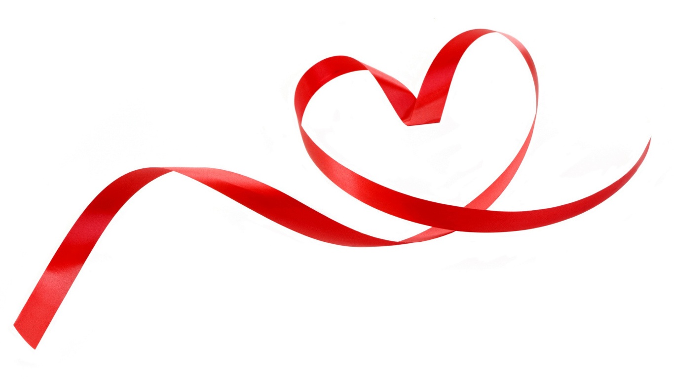 Сердце из ленты на День Влюбленных 14 февраля - С днем Святого Валентина поздравительные картинки