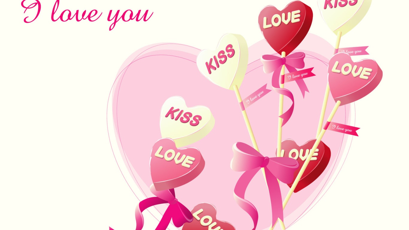 Розовые сердца леденцы на День Святого Валентина 14 февраля - С днем Святого Валентина поздравительные картинки