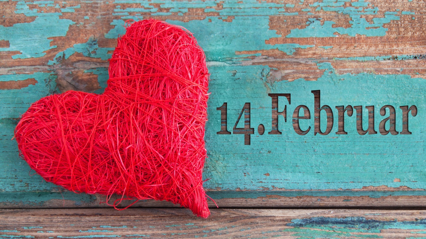Вязаное сердце на День Влюбленных 14 февраля - С днем Святого Валентина поздравительные картинки
