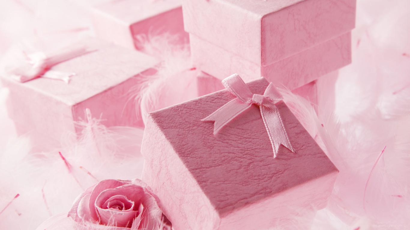Розовые коробки с подарками на День Святого Валентина 14 февраля - С днем Святого Валентина поздравительные картинки