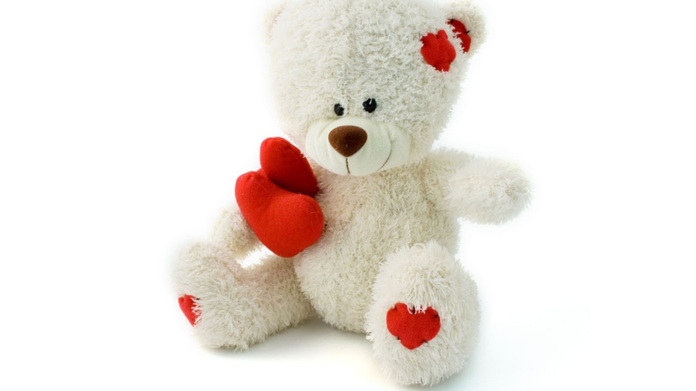 Белый медвежонок на День Влюбленных 14 февраля - С днем Святого Валентина поздравительные картинки
