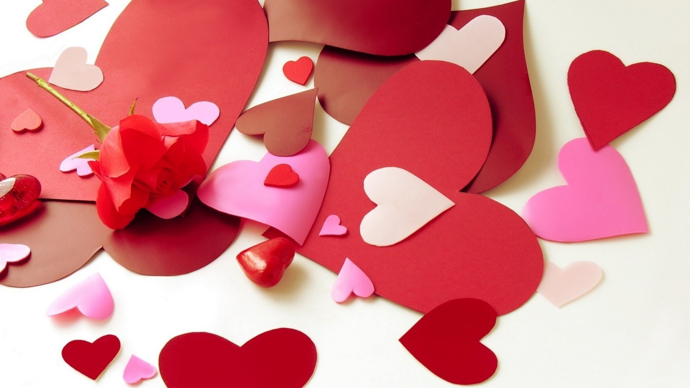 Бумажные сердца на День Святого Валентина 14 февраля - С днем Святого Валентина поздравительные картинки
