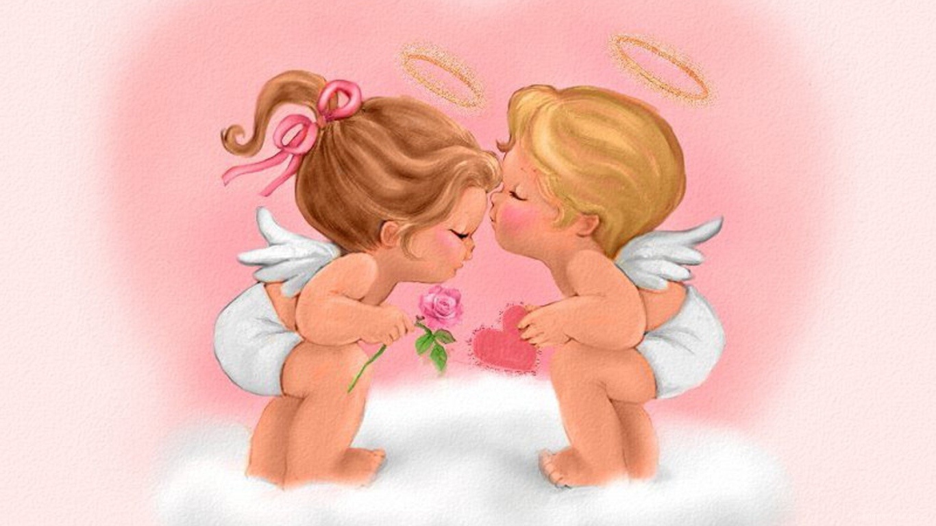 Ангелочки на День Святого Валентина 14 февраля - С днем Святого Валентина поздравительные картинки