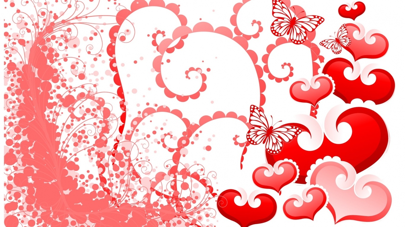 Бабочки сердечки в День Св. Валентина - С днем Святого Валентина поздравительные картинки