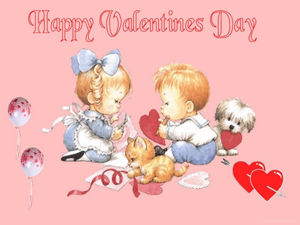 Влюбленные малыши - С днем Святого Валентина поздравительные картинки