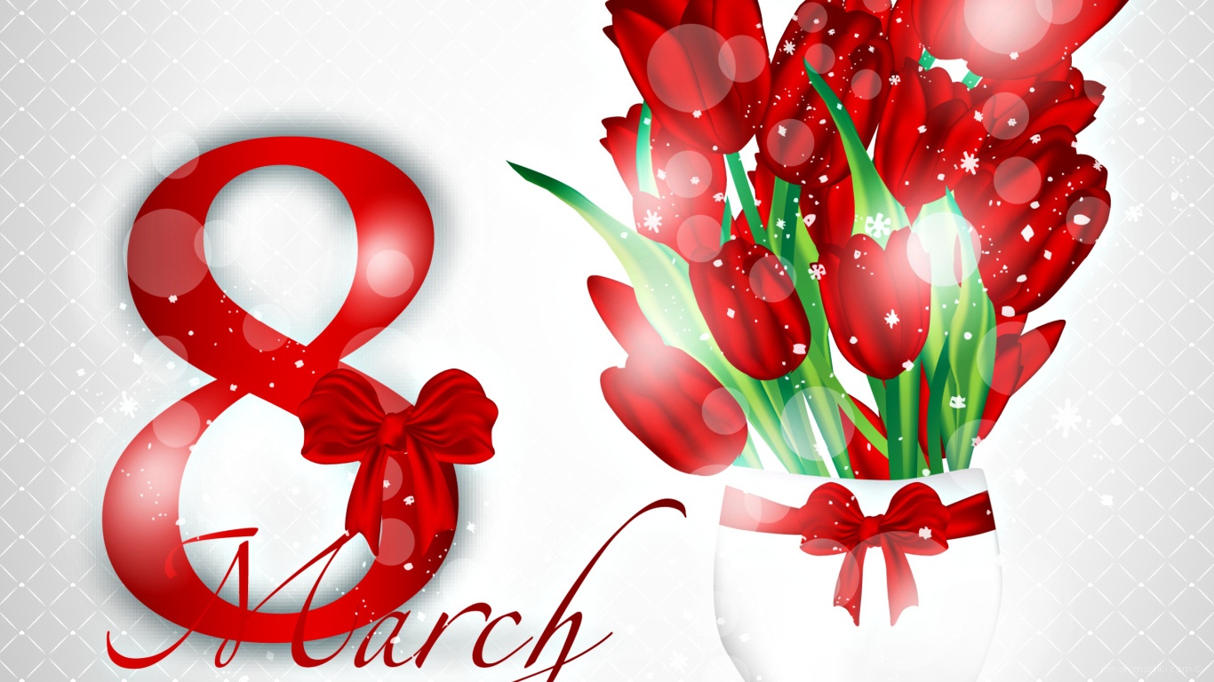 Открытка с красивым букетом тюльпанов на 8 марта - C 8 марта поздравительные картинки
