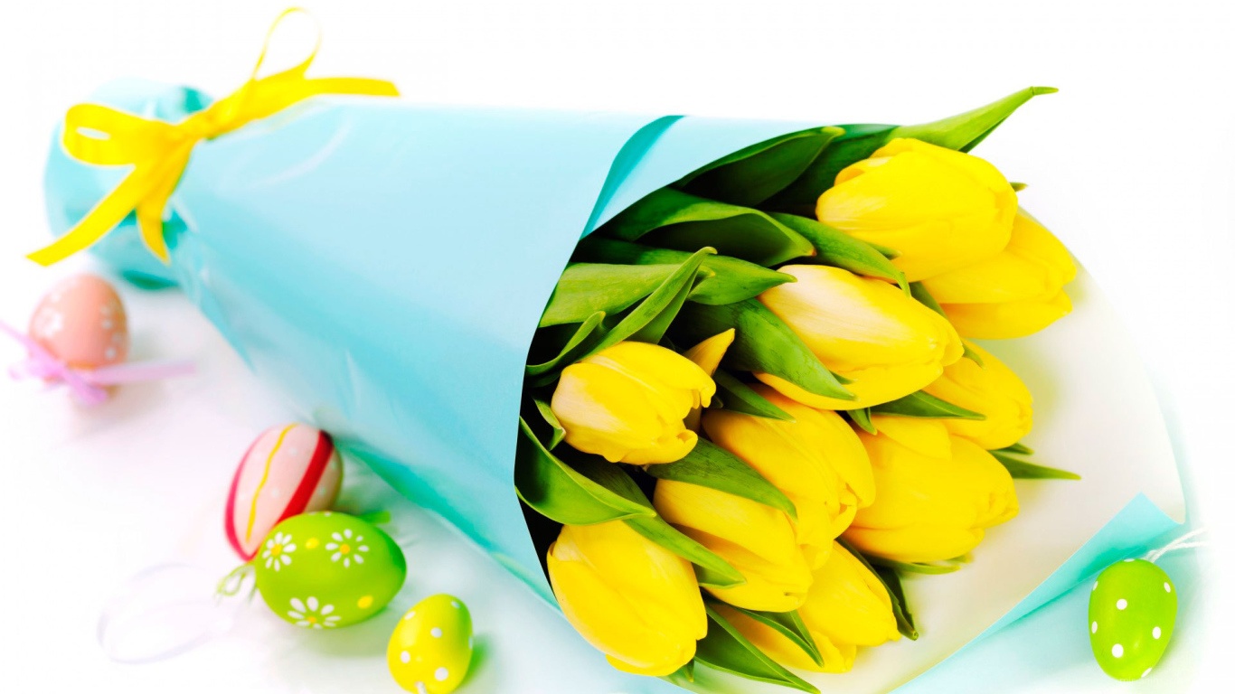 Букет желтых тюльпанов на Пасху - C Пасхой поздравительные картинки