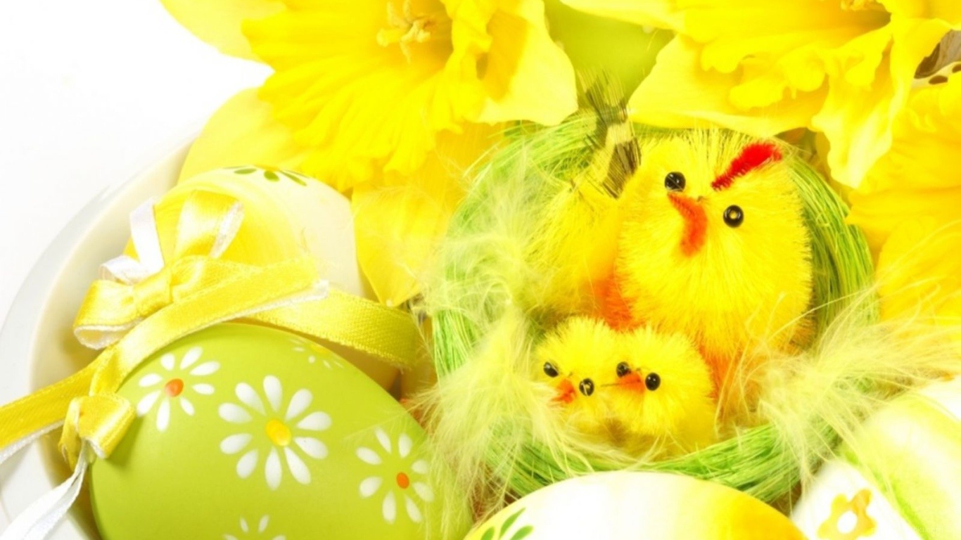 Желтые цыплята на Пасху - C Пасхой поздравительные картинки