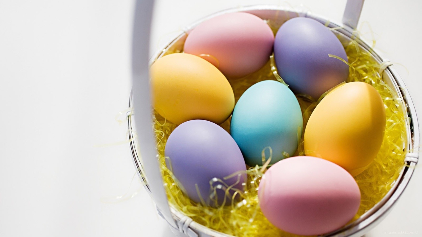 Разноцветные яйца на Пасху - C Пасхой поздравительные картинки
