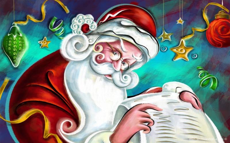 Веселый Санта Клаус - Дед Мороз и Снегурочка поздравительные картинки