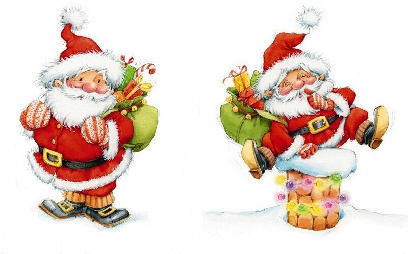 Новогодний фон для декупажа - Дед Мороз и Снегурочка поздравительные картинки