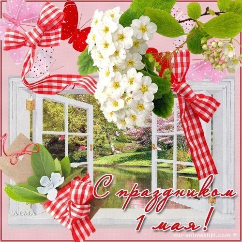 Открытка с праздником 1 мая с цветами - Поздравления с 1 мая поздравительные картинки