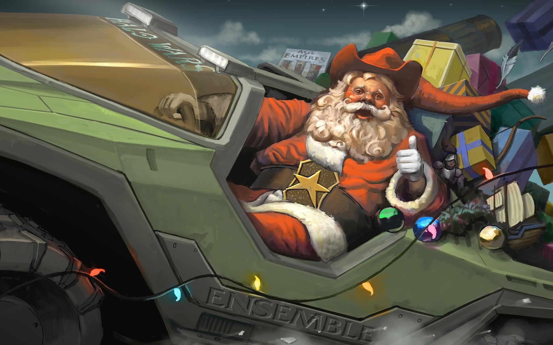 Военный Санта клаус - C Рождеством Христовым поздравительные картинки