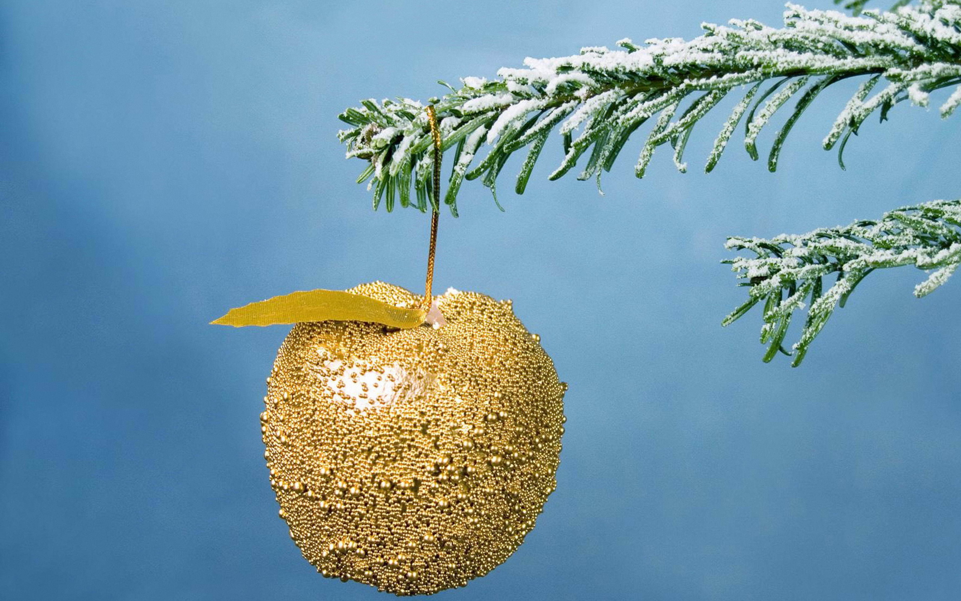 Золотое яблоко на елке - C Рождеством Христовым поздравительные картинки