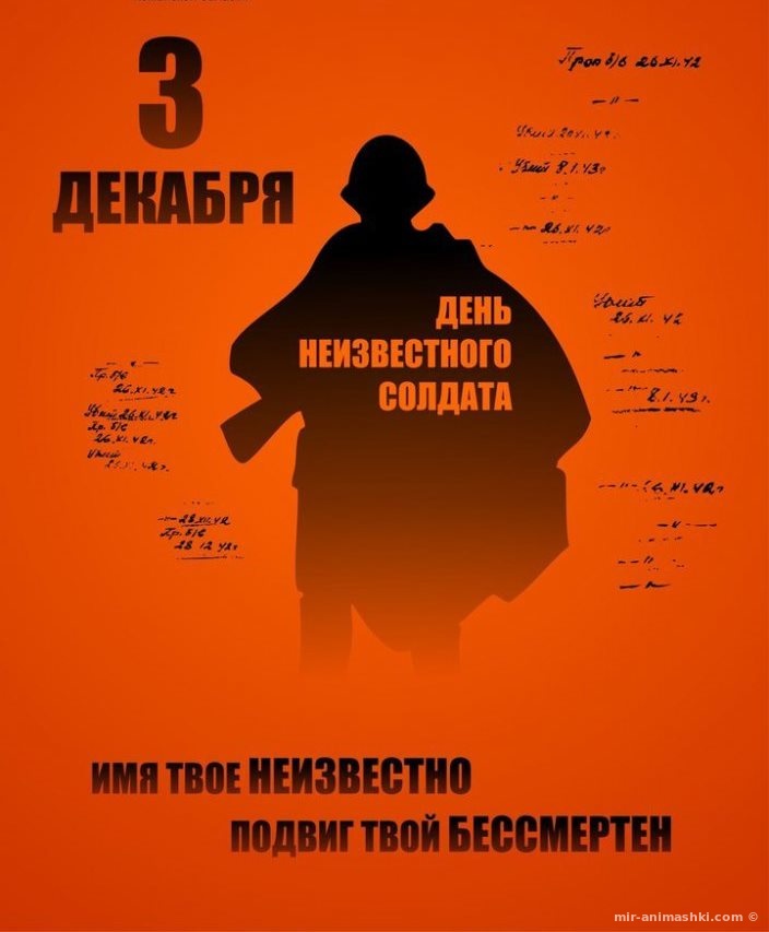 Поздравительная открытка на День неизвестного солдата в России - 3 декабря 2022