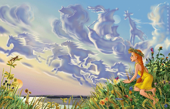 Сказочные облака~Анимационные блестящие открытки GIF