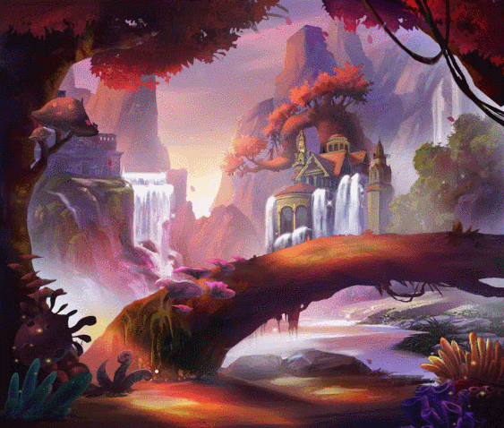 Осенний лес фентези~Анимационные блестящие открытки GIF