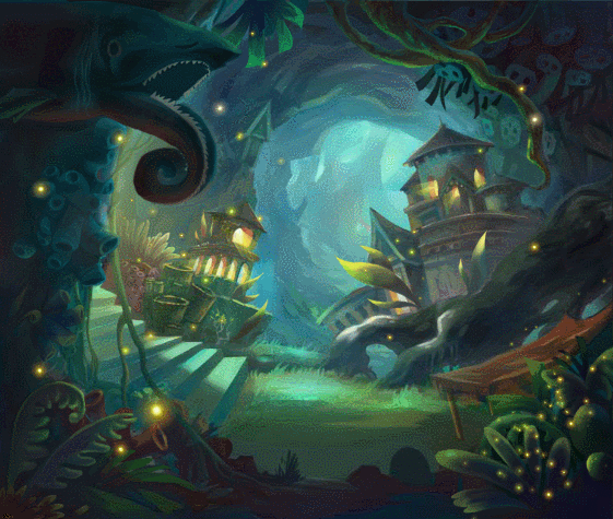 Волшебный лес~Анимационные блестящие открытки GIF