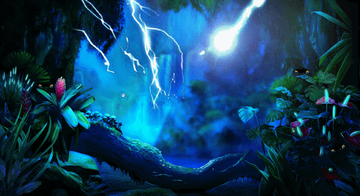 Гроза в сказочном лесу~Анимационные блестящие открытки GIF