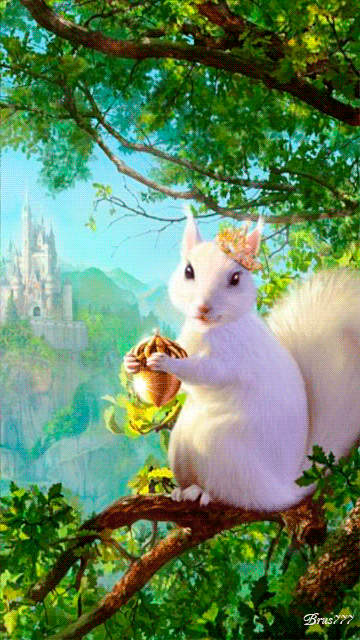 Сказочная белочка~Анимационные блестящие открытки GIF