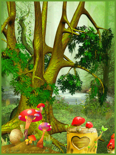 Сказочный лес~Анимационные блестящие открытки GIF