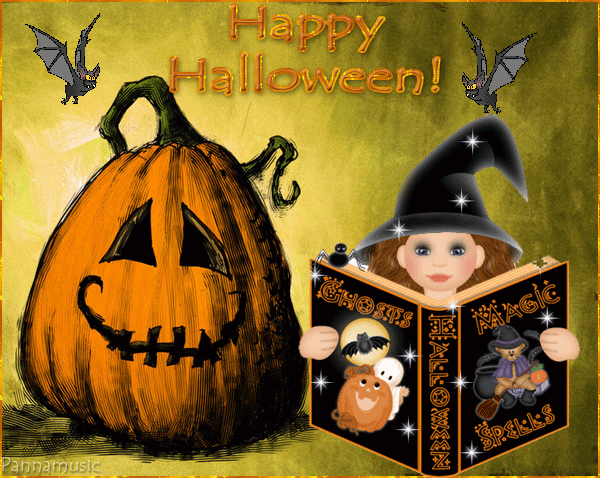Хэллоуин анимашка~Анимационные блестящие открытки GIF