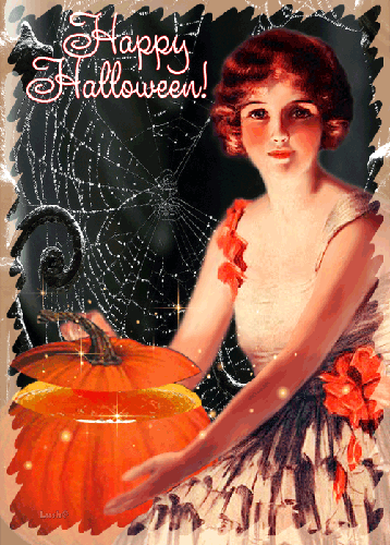 Картинка к празднику Хэллоуин~Анимационные блестящие открытки GIF