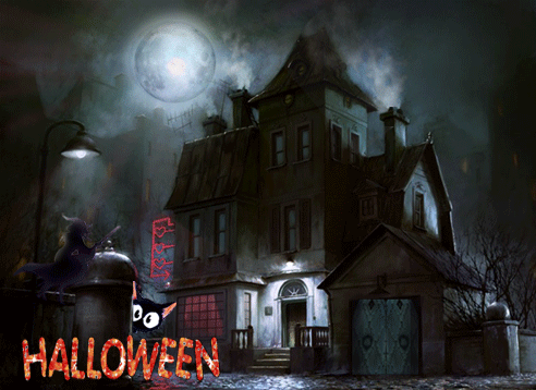 Всех в веселии едином поздравляю с Хэллоуином!~Анимационные блестящие открытки GIF