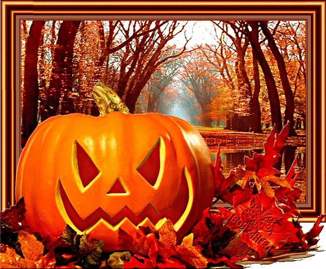 Тыква на Хэллоуин~Анимационные блестящие открытки GIF