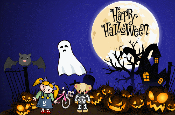 happy halloween~Анимационные блестящие открытки GIF