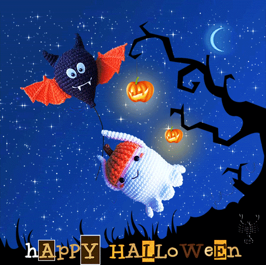 Happy Halloween!~Анимационные блестящие открытки GIF