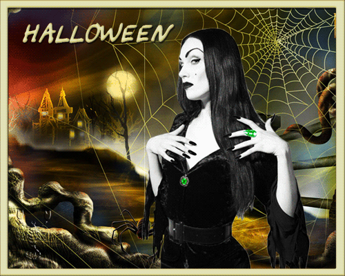 Halloween! Ночь колдовства, чудес и страхов~Анимационные блестящие открытки GIF