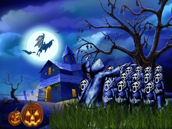 Хэллоуин анимация~Анимационные блестящие открытки GIF