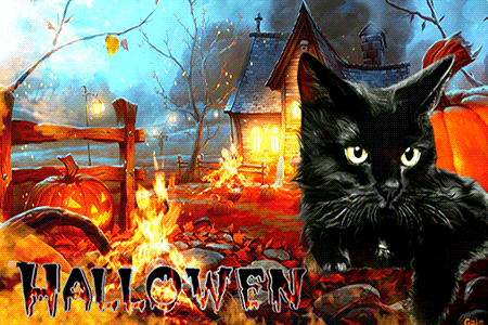 Хэллоуин~Анимационные блестящие открытки GIF