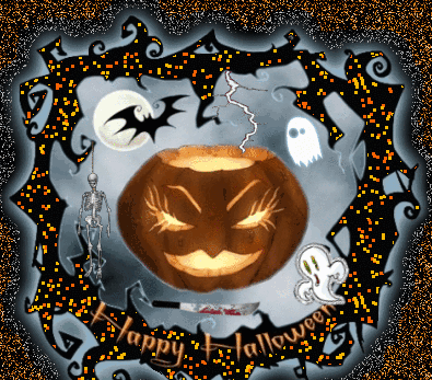 Веселый Хэллоуин~Анимационные блестящие открытки GIF