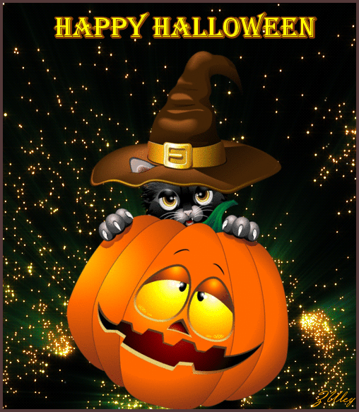 Картинки на Хэллоуин~Анимационные блестящие открытки GIF