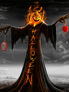 Картинка на Хэллоуин страшная~Анимационные блестящие открытки GIF