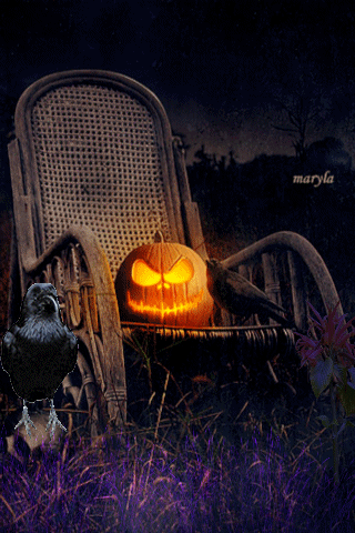 Хеллоуин картинка с тыквой~Анимационные блестящие открытки GIF