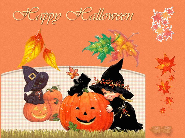 С праздником Хеллуина~Анимационные блестящие открытки GIF