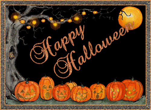 Хэллоуин тыквы~Анимационные блестящие открытки GIF