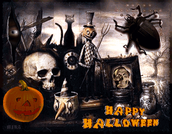 Страх Хэллоуин~Анимационные блестящие открытки GIF
