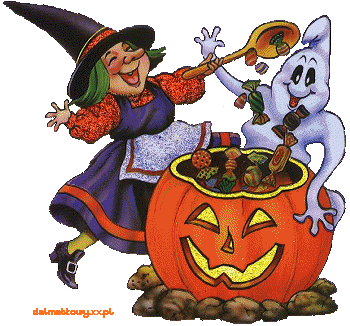Ведьма в хэллоуин~Анимационные блестящие открытки GIF