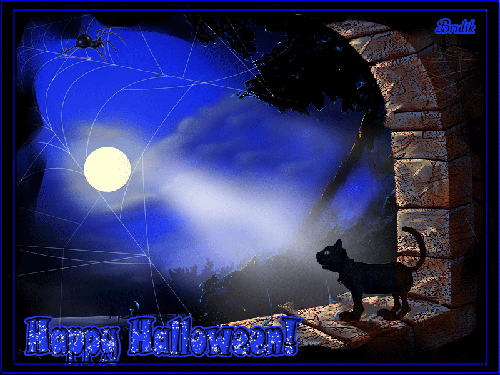 Счастливого Хэллоуина!~Анимационные блестящие открытки GIF