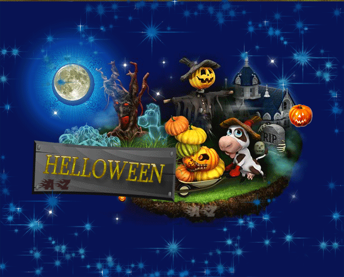 Открытка Helloween~Анимационные блестящие открытки GIF